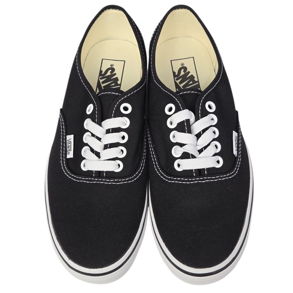 Vans Authentic Shoes Womens 8 Mens 6.5 Black White Canvas Low Top  Sneakers NWB - Picture 4 of 10